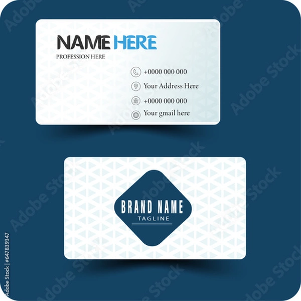 Fototapeta Double sided and modern pattern background simple business card design. Creative and clean professional business card template.	

