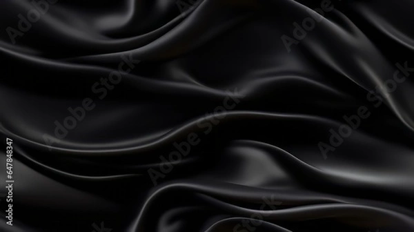 Fototapeta Shimmering black satin. Gentle waves of luxury. A backdrop for special occasions. Dive into elegance.
