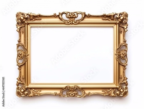 Obraz antique gold picture frame, generative AI 