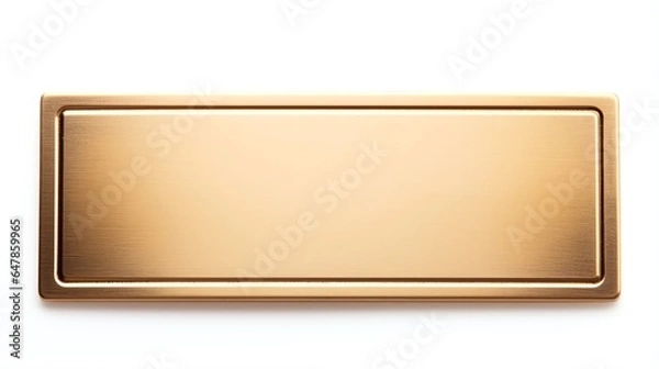 Obraz a gold rectangular sign with a white background