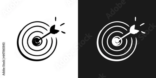 Fototapeta Arrow hit in archery target goal symbol icon sketch in vector. Accuracy concept. Hand drawn doodle sign in black and white. Vector EPS 10