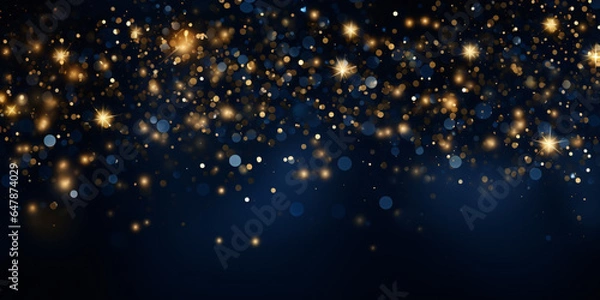 Fototapeta Abstract night sky with glittering stars and bokeh blurred light sparkles on background. Christmas dreamy background. Generative Ai