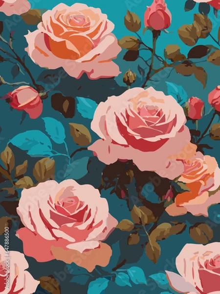 Fototapeta Rose Vector Artwork in Dark Background