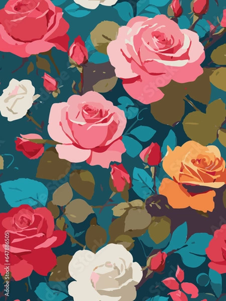 Fototapeta Rose Vector Artwork in Dark Background