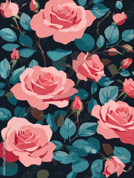 Fototapeta Rose Vector Artwork in Dark Background