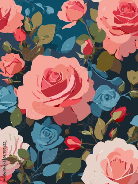 Fototapeta Rose Vector Artwork in Dark Background