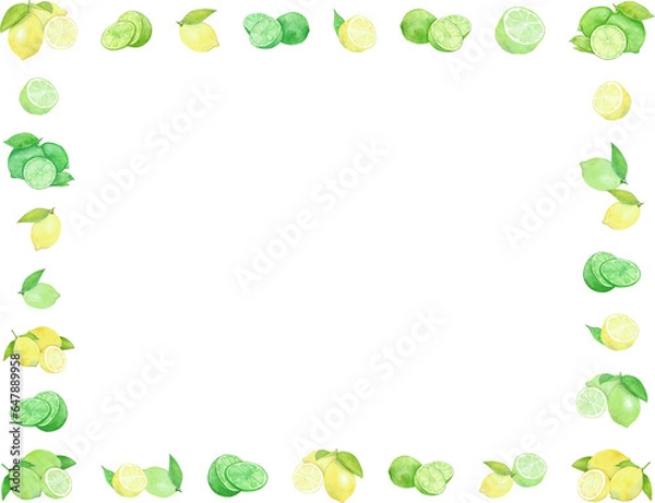 Obraz レモンとライムをあしらった背景フレーム