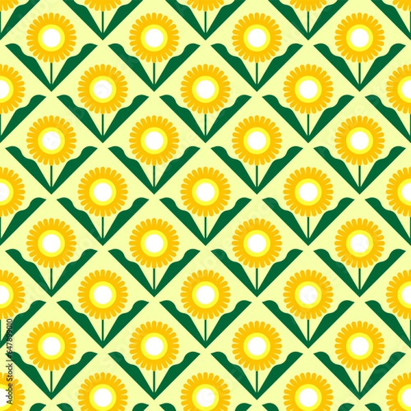 Fototapeta Design Pattern Seamless Background Pop Art Sunflower