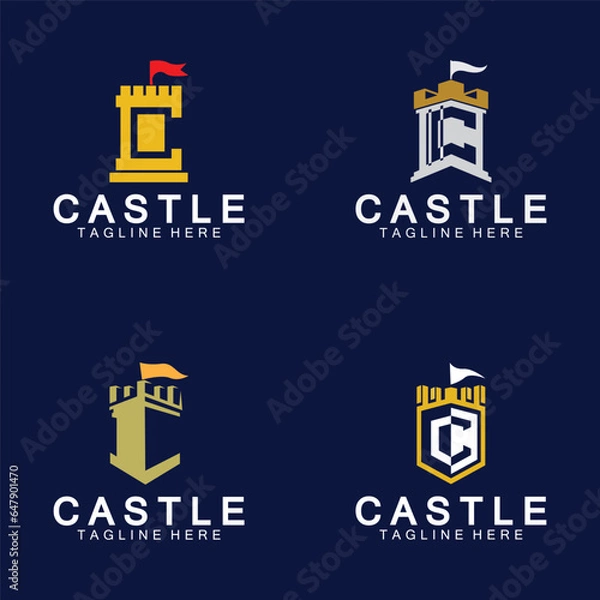 Fototapeta Letter c castle logo icon design template