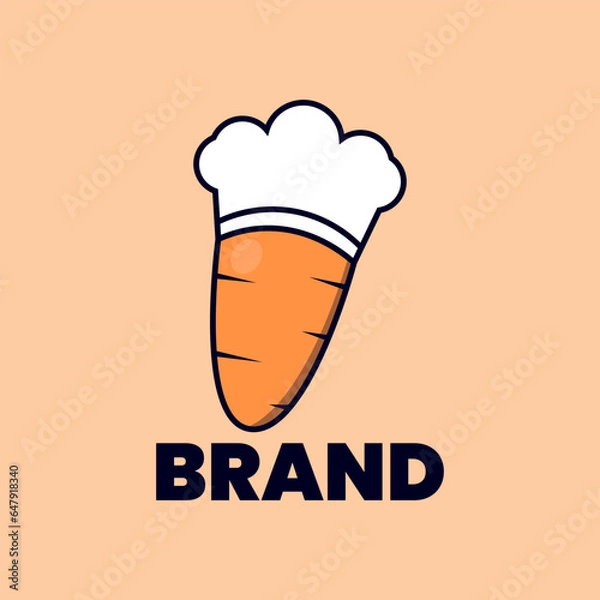 Fototapeta The combination logo between a chef's hat and a cute carrot suitable for culinary business, food business, services etc.