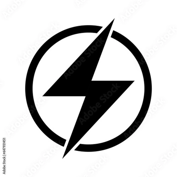 Fototapeta Lightning icon illustration  electric power vector logo design element. Lightning bolt sign in the circle. 