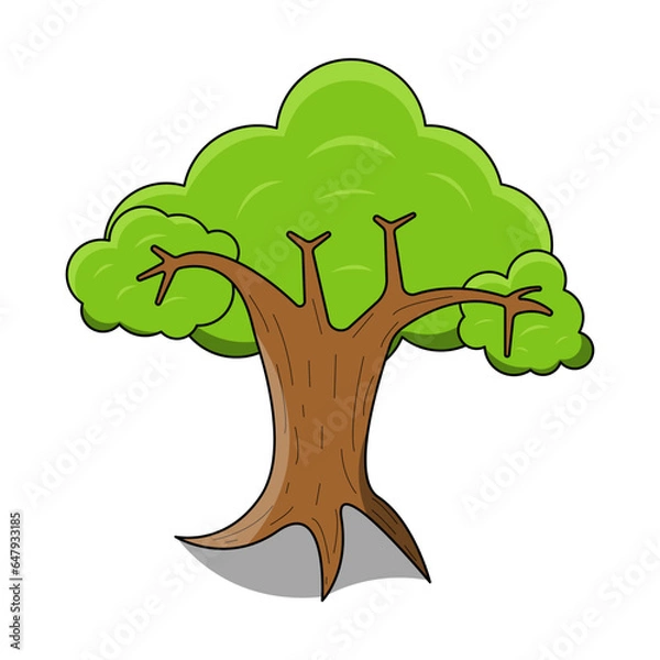 Fototapeta Cute Cartoon Tree Vector Illustration