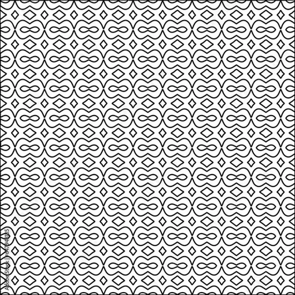 Fototapeta Vector pattern with symmetrical elements . Modern stylish abstract texture. Repeating geometric tiles from striped elements.Black and white pattern.