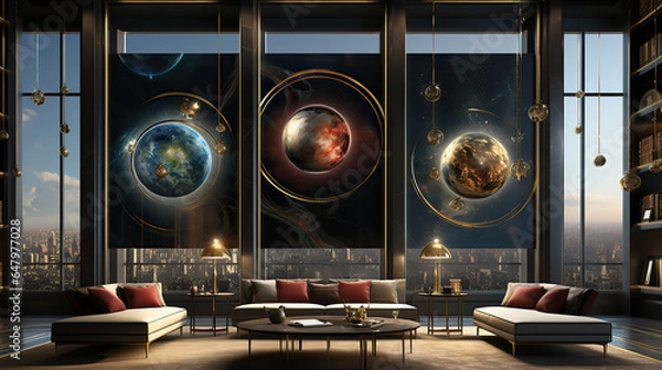 Fototapeta Stylish Interior Design, 3D Render, 3D Illustration