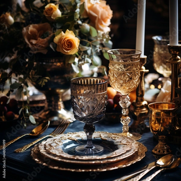 Obraz Decorated table for a celebration or wedding.