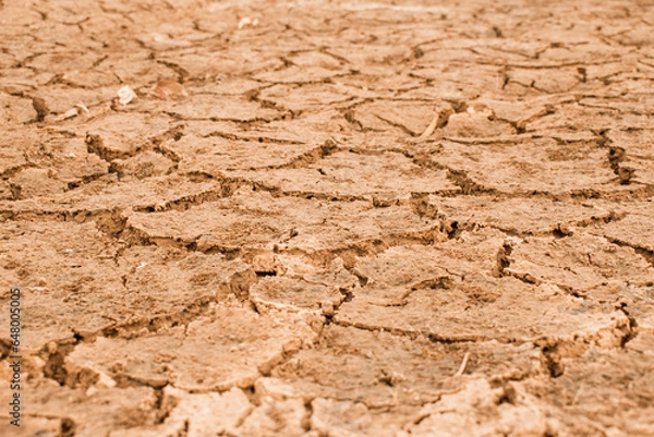 Fototapeta Dry and cracked land,Dry cracked ground during drought.Effects of climate change such as desertification and droughts.