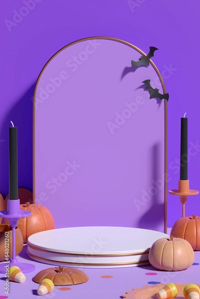 Obraz Halloween Vertical Product Display Background. 3D Rendering.