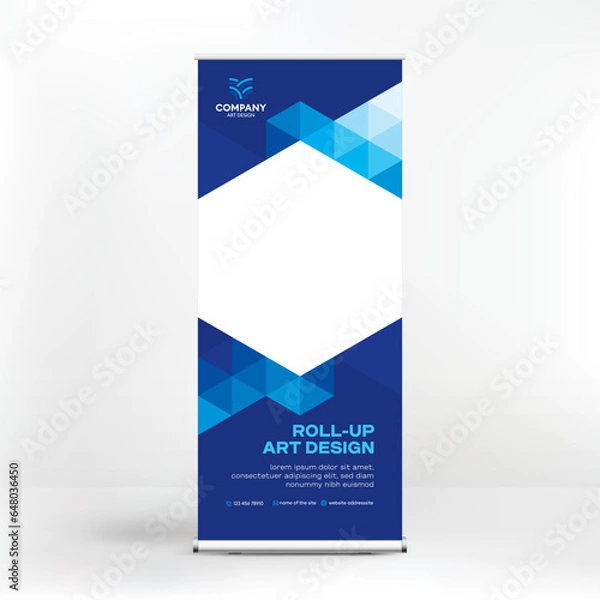 Fototapeta Geometric design, roll-up, creative background, template for photo and text placement, presentations