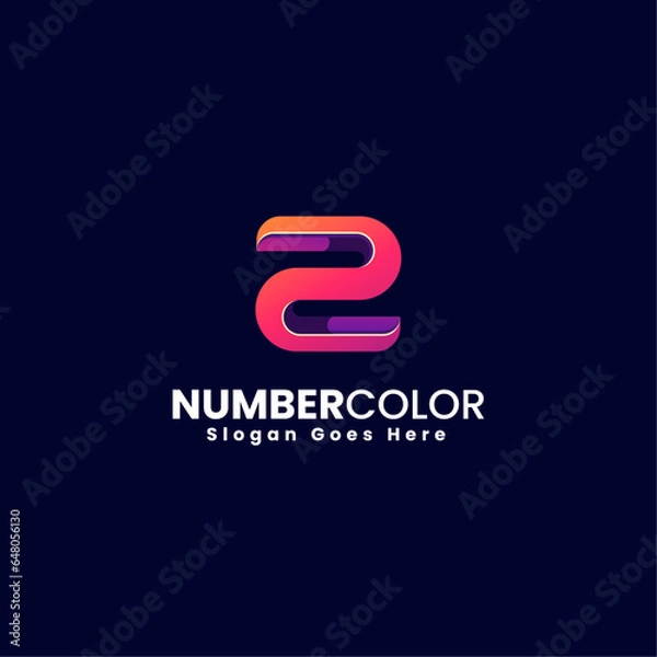 Fototapeta Vector Logo Illustration Number 2 Gradient Colorful Style
