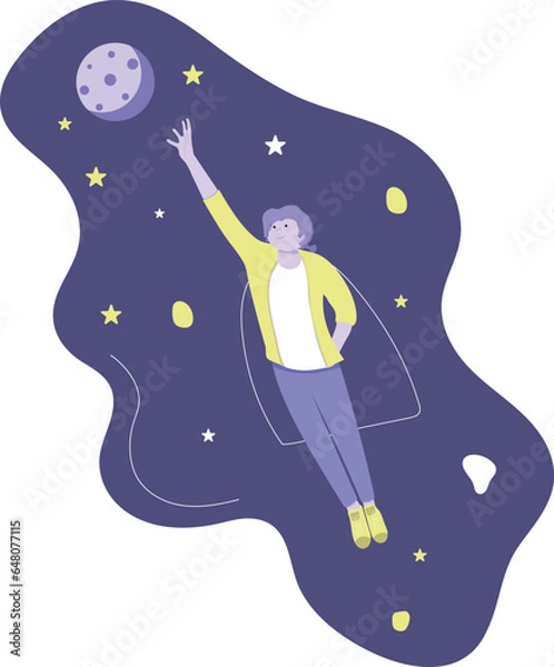 Obraz Aerial Adventure: Flat Flying Character in Vector Delight