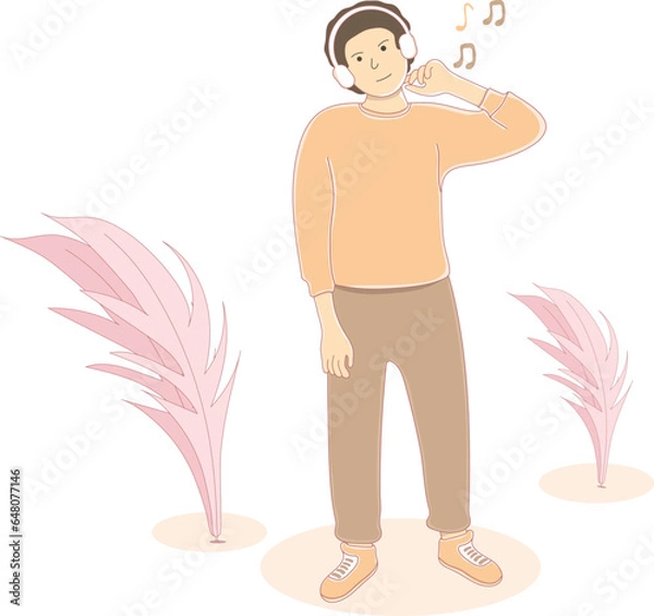 Obraz Harmonious Vibes: Vector Girl Immersed in Melody