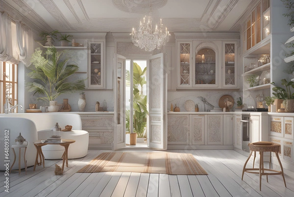 Fototapeta Draw me a beautifully decorated house.
Generative AI