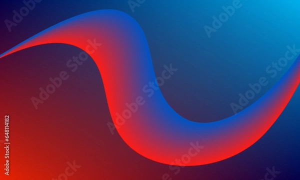 Obraz 3D blue and red gradient wave background design
