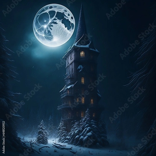 Obraz Tower in moon