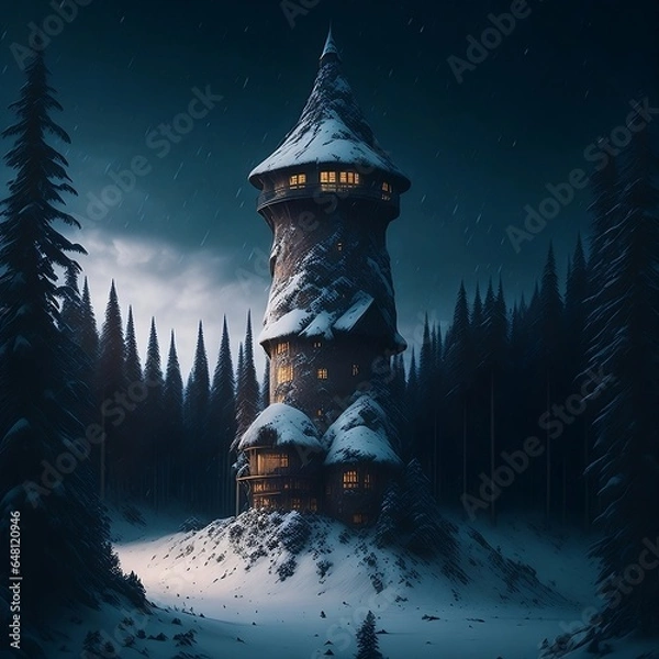 Obraz Tower forest in snow