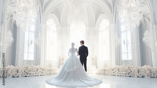 Obraz 教会で結婚式を挙げるカップル
