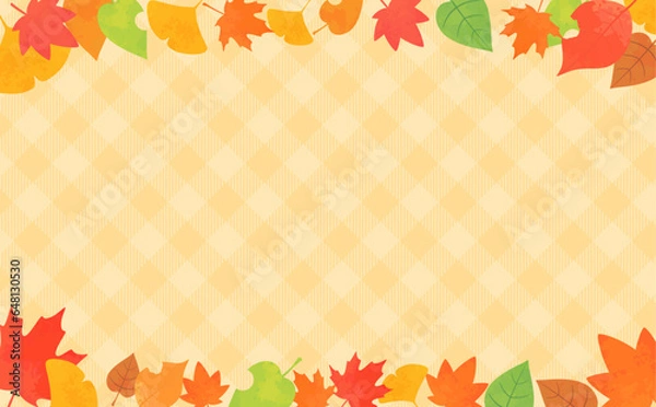 Fototapeta カラフルな秋の葉っぱフレームまとめ_横