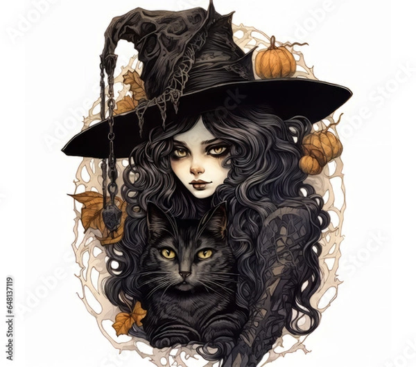 Obraz halloween witch cartoon wavy hair