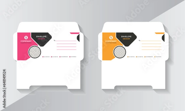 Fototapeta Creative and modern envelope design for office and company with two-colour variations