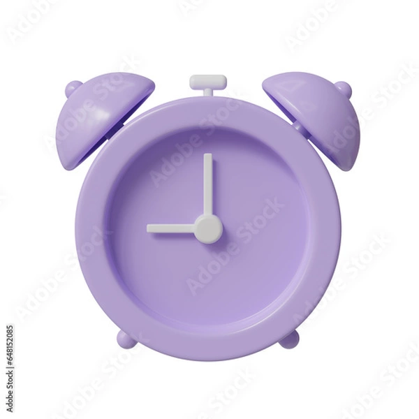 Fototapeta purple alarm clock icon. 3d render illustration.