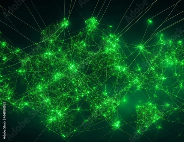 Fototapeta green blockchain tech background, Ai Generated