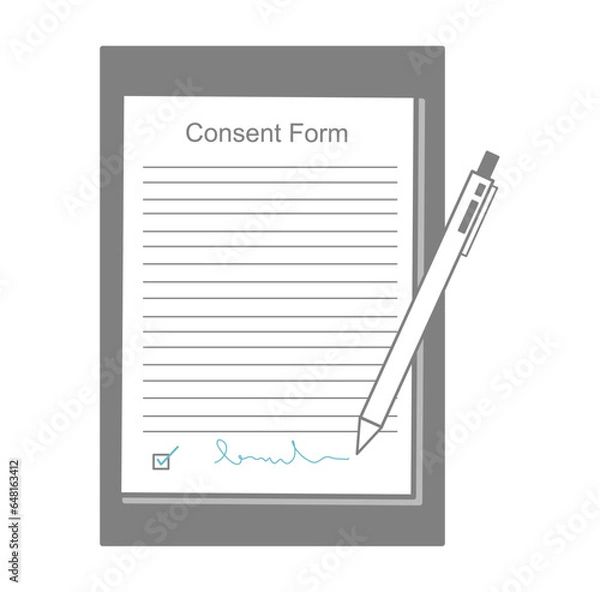 Fototapeta The consent form was signed for accepting the agreement or indication in the document for a medical test or research.