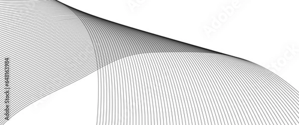 Obraz Abstract black and white wave lines on transparent background. Technology, data science, geometric border pattern. Isolated on white background. Vector illustration	