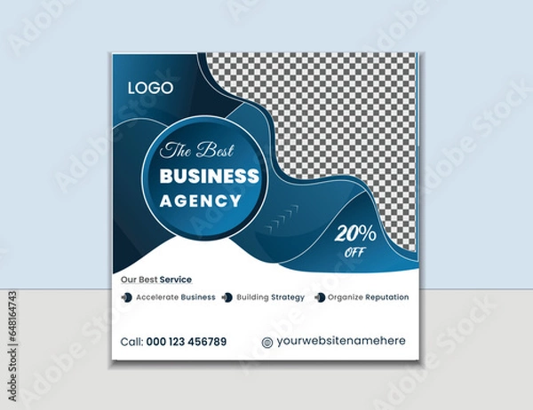 Obraz Business agency promotion social media post Editable square banner corporate social media post business company banner agency design web banner marketing social media digital business marketing post.