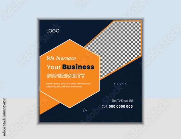 Obraz Business agency promotion social media post Editable square banner corporate social media post business company banner agency design web banner marketing social media digital business marketing post 
