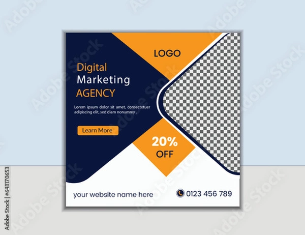Obraz 
Business agency promotion social media post Editable square banner corporate social media post business company banner agency design web banner marketing social media digital business marketing post.