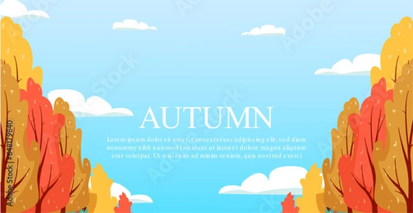 Fototapeta Flat autmn landscape background