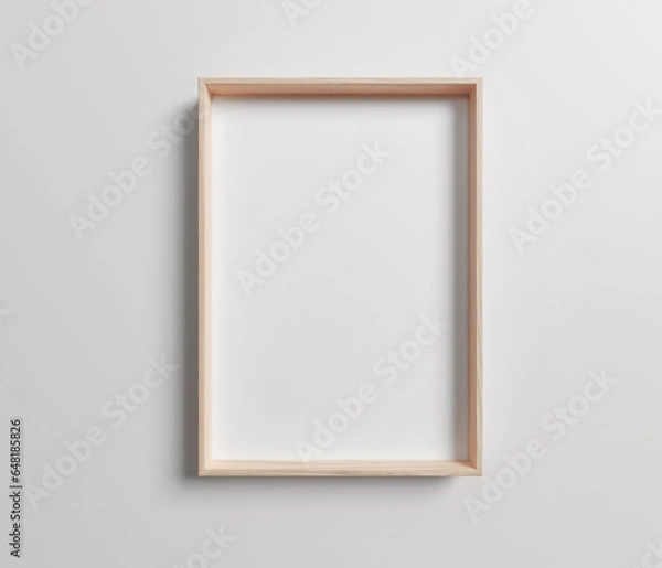 Fototapeta Wood Floating Frame Mockup. Minimalistic Wood Floater Frame Mockup. Wood Float Frame with Empty Space for Art Mockup. 3D Render.