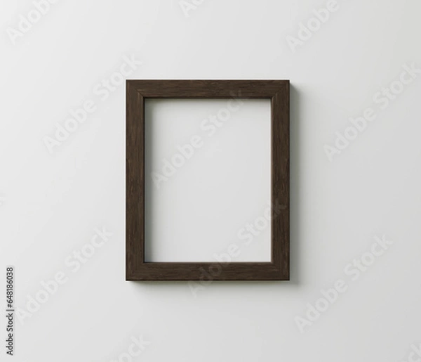 Obraz Wood Frame Mockup. Minimalist Wooden Floating Frame Mockup. Farmhouse Float Frame with Empty Space for Art Mockup. 3D Render.