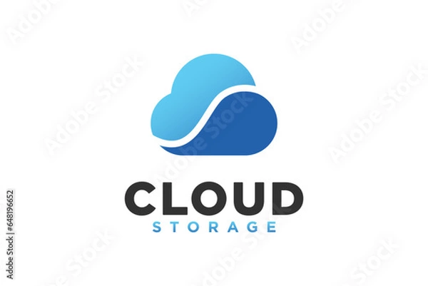 Fototapeta Cloud storage logo in a simple style
