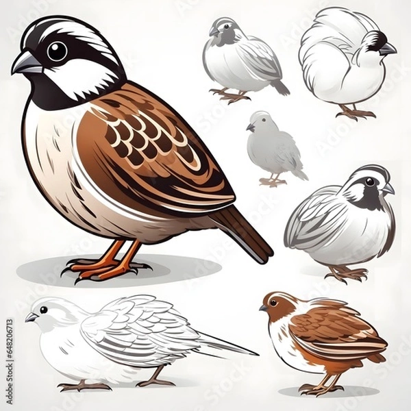Fototapeta Bobwhite Bird Illustration AI Generative