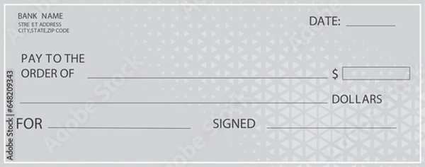 Obraz Blank bank cheque. Personal desk check template