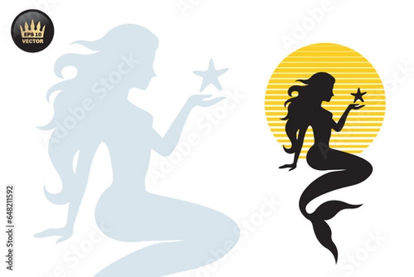 Fototapeta mermaid silhoutte art vector template