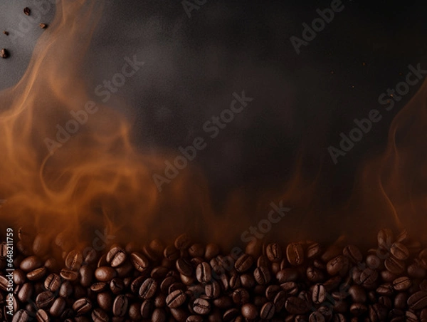 Obraz coffee background coffee beans on a black and fiery background, texture, abstraction