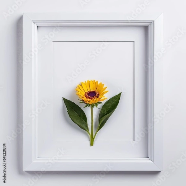 Fototapeta Flower in a white frame against a white background