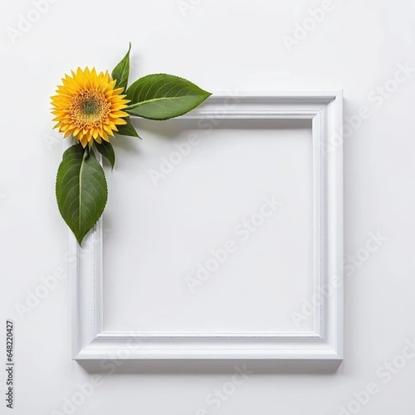 Fototapeta Flower in a white frame against a white background